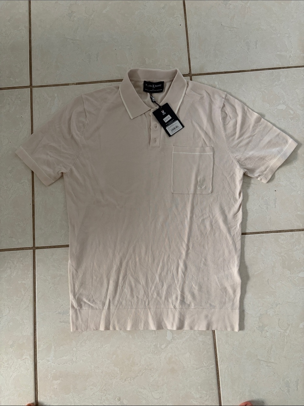 Psycho Bunny Men's Light Cream Polo with Chest Pocket